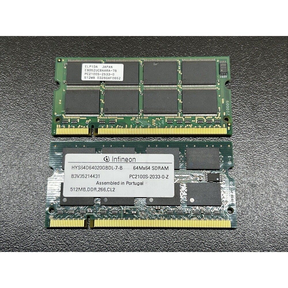 SDRAM Infineon 1GB PC2100S-2033 HYS64D64020GBDL-7-B (2 Sticks @ 512MB)